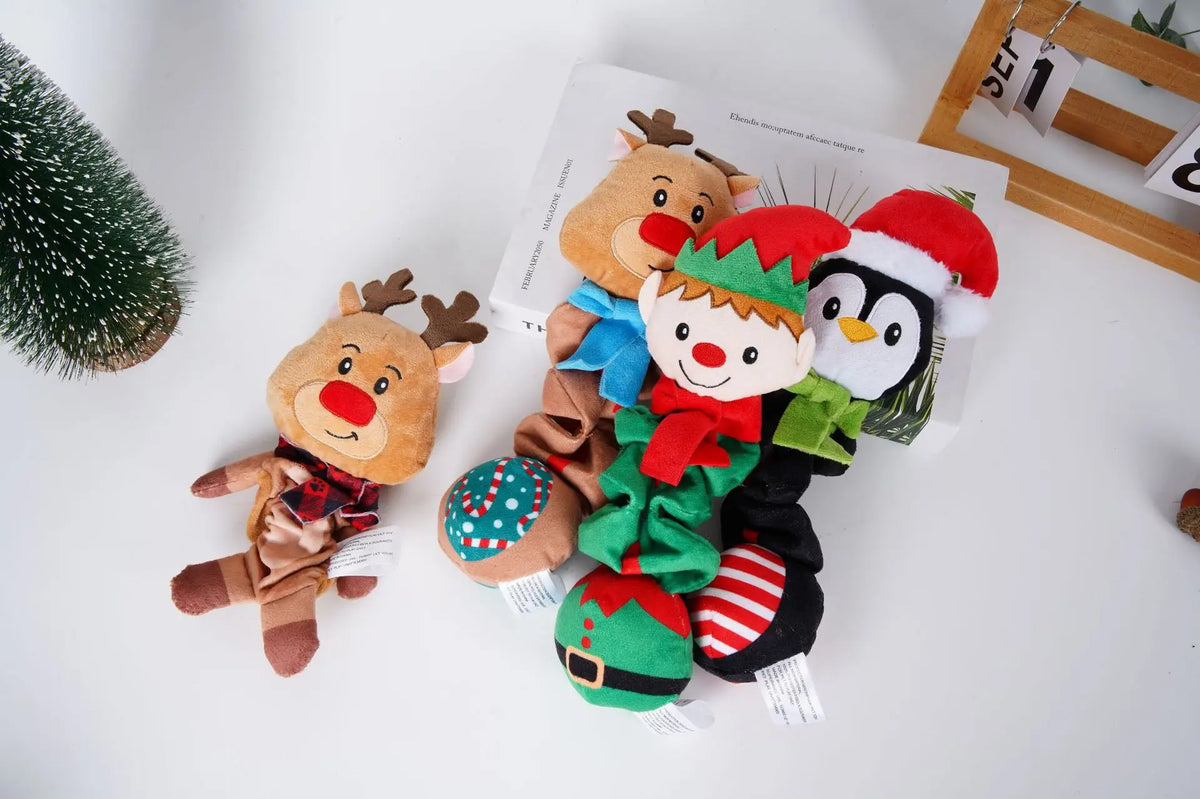 Christmas Elf Penguin Squeaky Dog Toy – Cute Animal Pet Toy, Foldable Xmas Gift for Small/Medium Dogs & Puppies