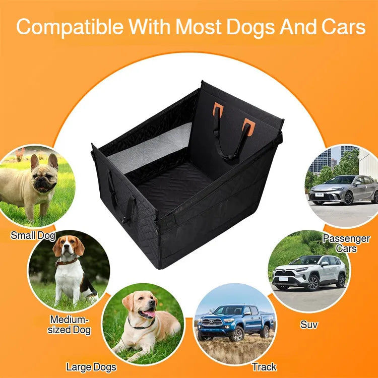 Car Pet Seat Cover Waterproof Hard-Bottom Rear Seat Dog Mat with Mesh Design Car Hammock Pet Bed for Dogs Cats Travel Accessory