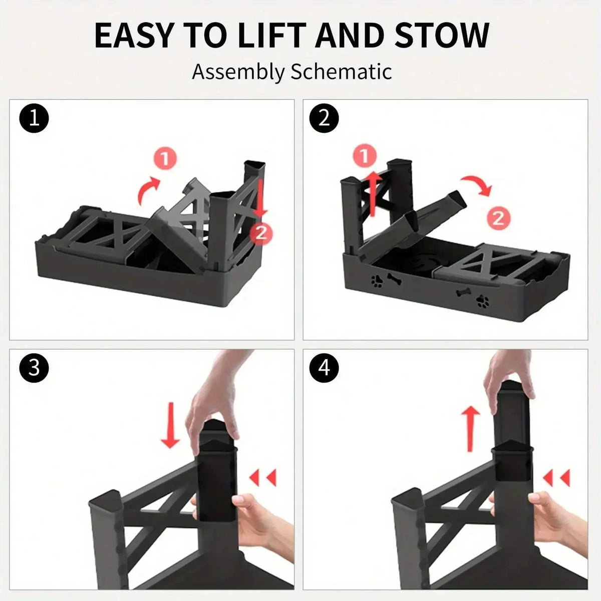 Raised Dog Bowl Stand Anti Slip Feet Double Feeder For Small Medium Large Dogs Cats Pet Bowls