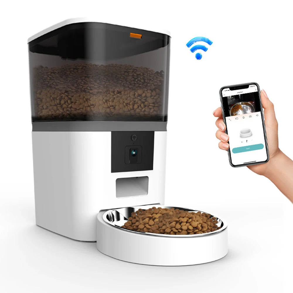 4L Double Meal Camera APP Automatic Pet Feeder Time For Pet Cats Dog Food Stainless Steel Bowl Video Dispenser Smart Pet Feeder