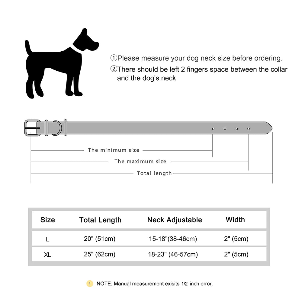 2inch Wide Luxury Genuine Leather Dog Collar Durable Metal Rivet Collars Cool Collars for Medium lagre Dogs German Shepherd
