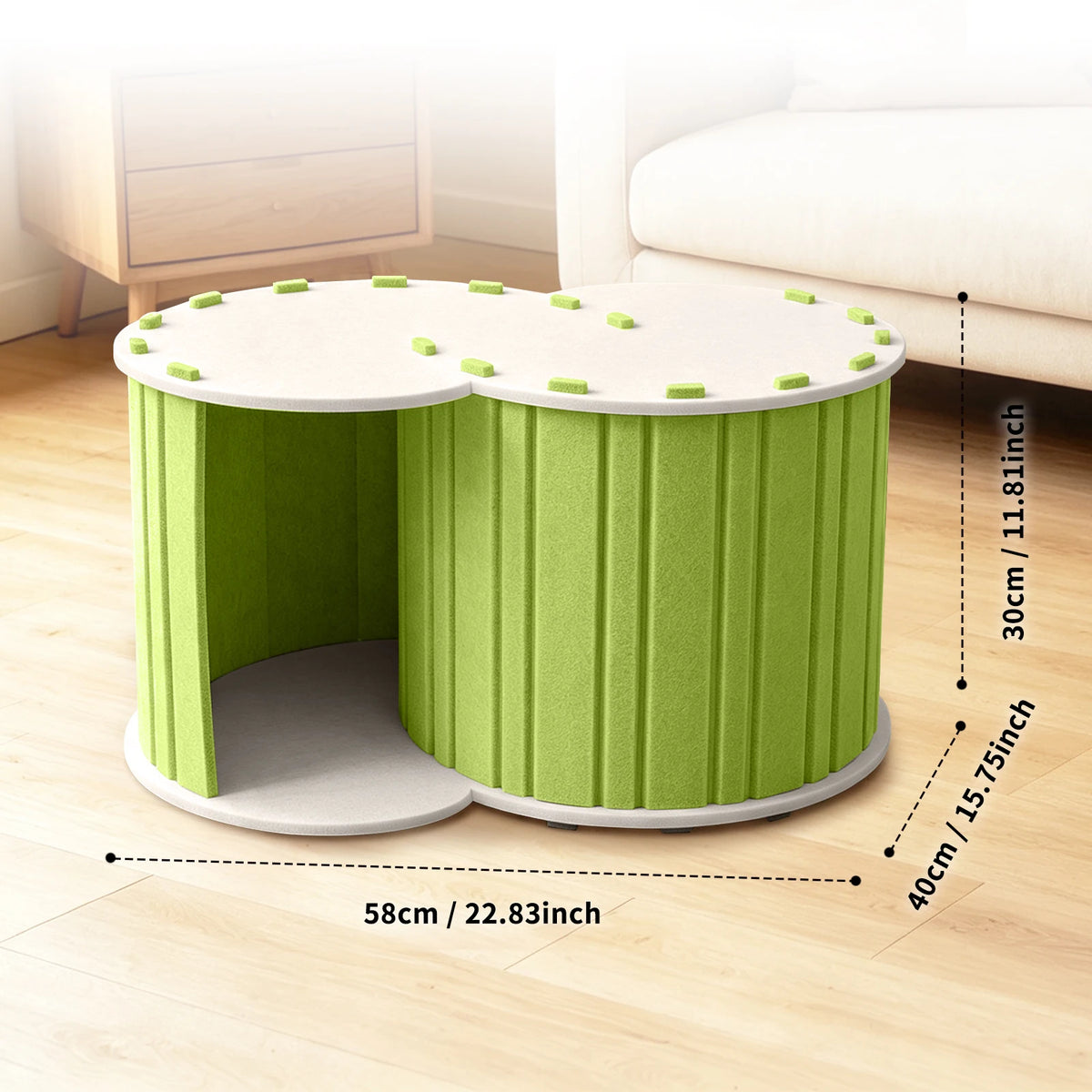 Indoor Cat Foldable Cat House - A Connected Double-Door Cat Tunnel and Semi-Enclosed Cat Hideout; Easy to Assemble; A Felt Pet House Suitable for Multiple Cats to Play and Rest - Christmas Gift