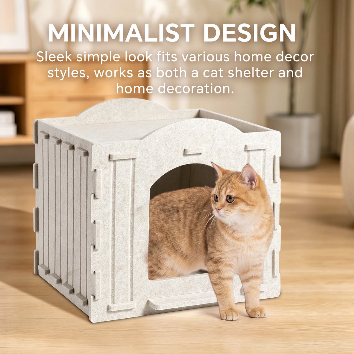 Christmas Pet Gifts - Square Felt Cat Bed, Won't Collapse, Perfect For Sleeping And Playing. Semi-Enclosed Felt Cat Bed, Suitable For All Seasons - Comfortable Indoor Cat Cube Bed.