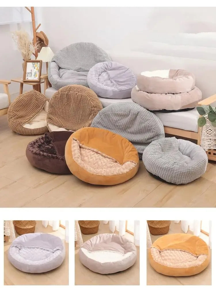 Round Pet Bed For Dog Cat Puppy House Warm Mat Winter Blankets Anti-Stress Orthopedic Fluffy Cat Dog Bed, Suitable For Winter