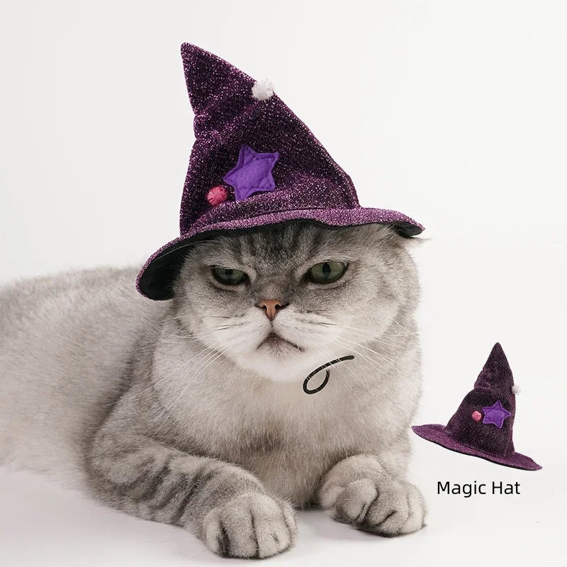 Halloween Cat & Dog Costume – Comfortable Witch Outfit with Cloak & Witch Hat, Pet Halloween Clothes for S/M Cats & Small Dogs