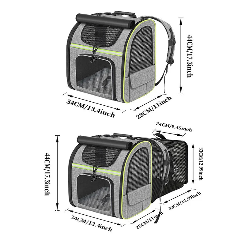 Cat Carrier Backpacks Expandable Cat Backpack with Shade Cover, Breathable Mesh Pet Carrier Backpack Bag for Travel Hiking Campi