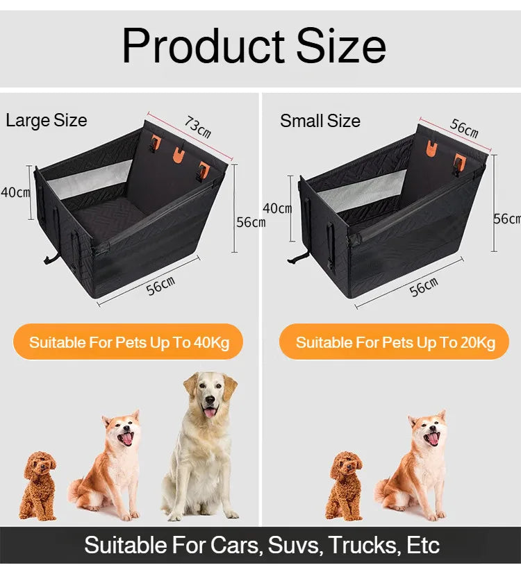 Car Pet Seat Cover Waterproof Hard-Bottom Rear Seat Dog Mat with Mesh Design Car Hammock Pet Bed for Dogs Cats Travel Accessory