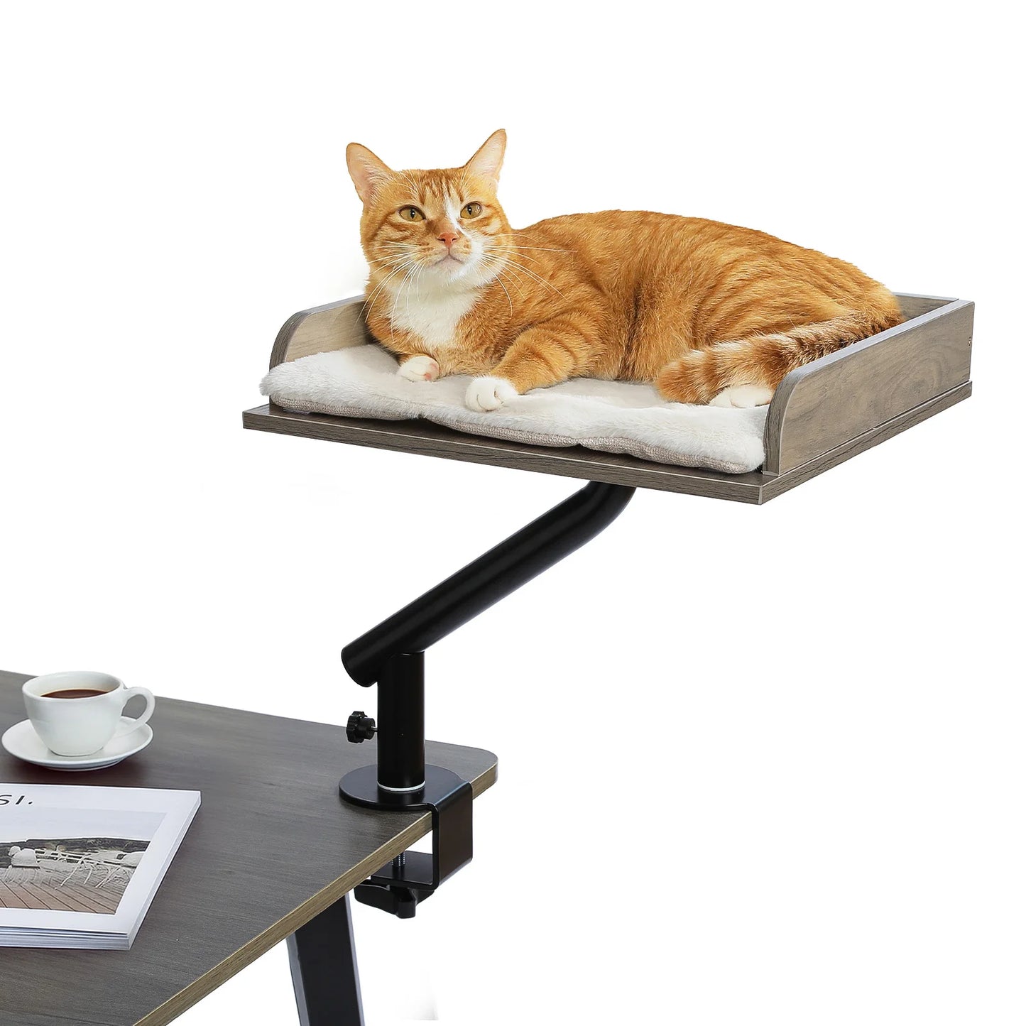 Cat Desk Bed, 360° Rotatable Cat Bed Stand for Indoor Cats, Adjustable Cat Basket, Cats Hammock for Table, Soft Cat Bed for Desk