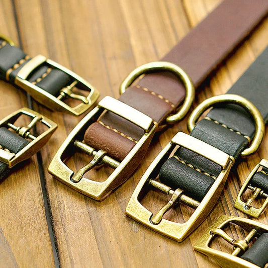 Genuine Leather Dog Collar Solid Durable Dogs Puppy Pet Collar For Small Medium Large Dogs French Bulldog Leather Cat Necklace
