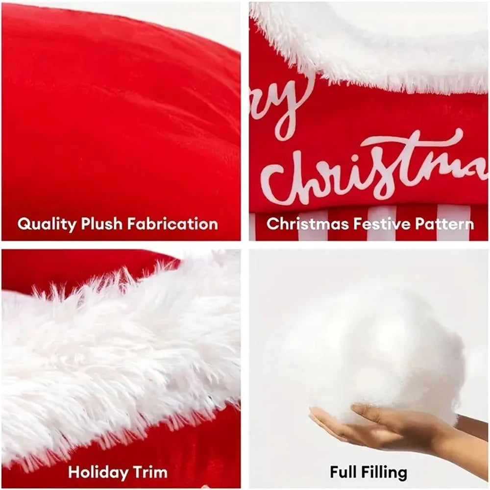 Christmas Sleigh Bed  Removable Washable Plush Pet Warm Sofa with Non-Slip Base Christmas Cat Dog Nest for Winter Indoor Outdoor