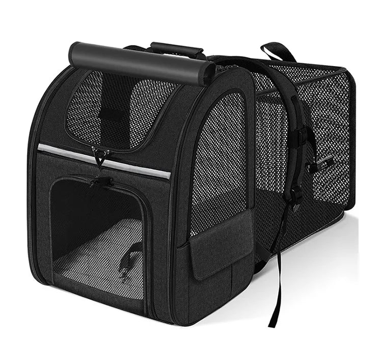 Expandable Pet Carrier Backpack, Breathable Large Capacity Travel Bag, Outdoor Hiking Backpack for Cats and Small Dogs