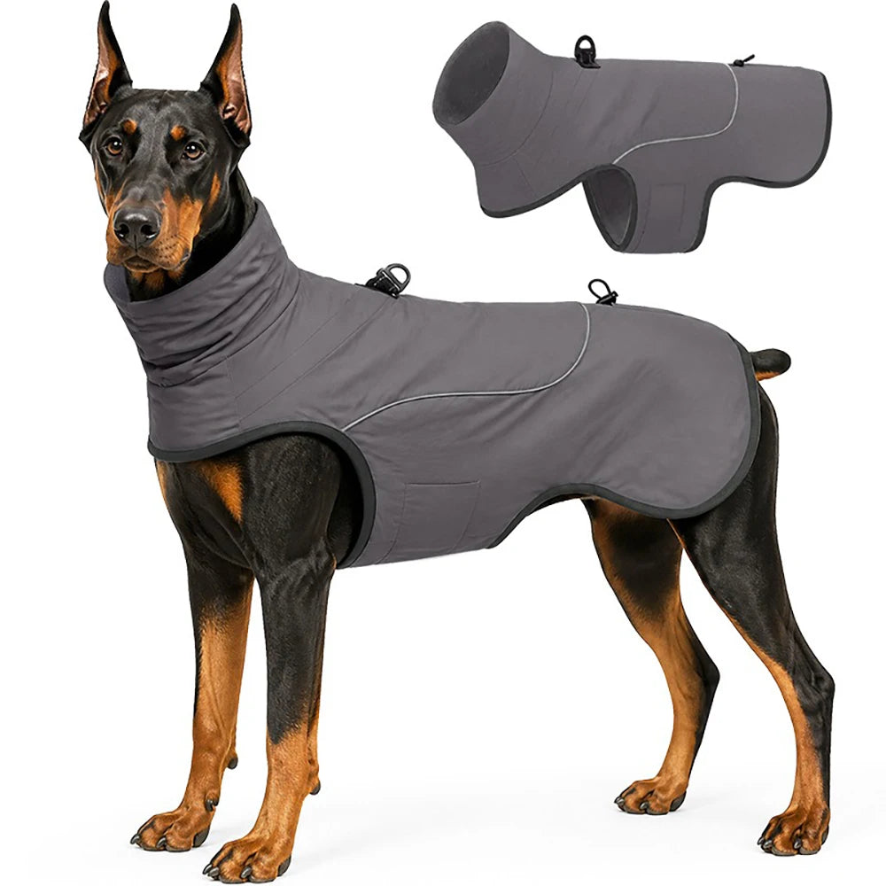 Small Medium Large Dog Winter Coat With Built‑in D‑Ring, Waterproof Snow‑Proof Pullover Dog Jacket, Warm Cotton Pet Clothes for