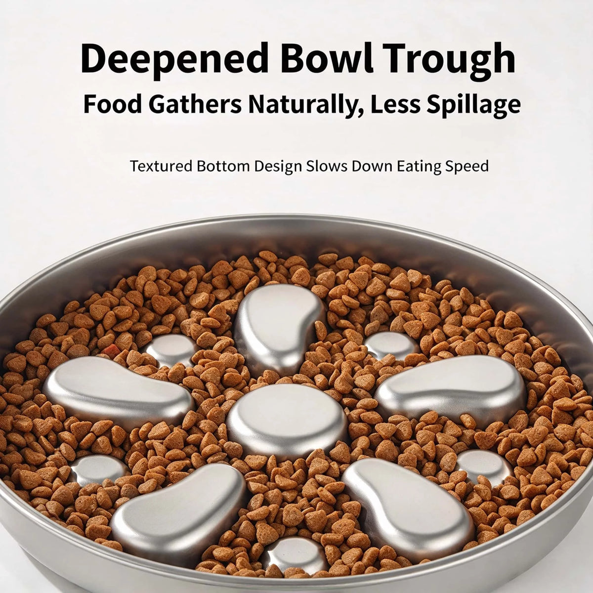 Large Stainless Steel Slow Feeder Dog Bowl, Flower-Shaped, Anti-Choking Non-Slip Pet Bowl, Wholesale