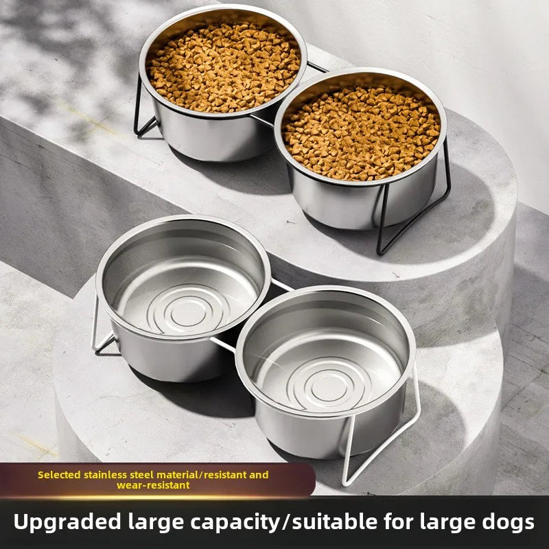 Large Stainless Steel Dog Slow Food Bowl with Thickened Stand Elevated  Pets Products Supplies Feeders Accessories Tip Proof