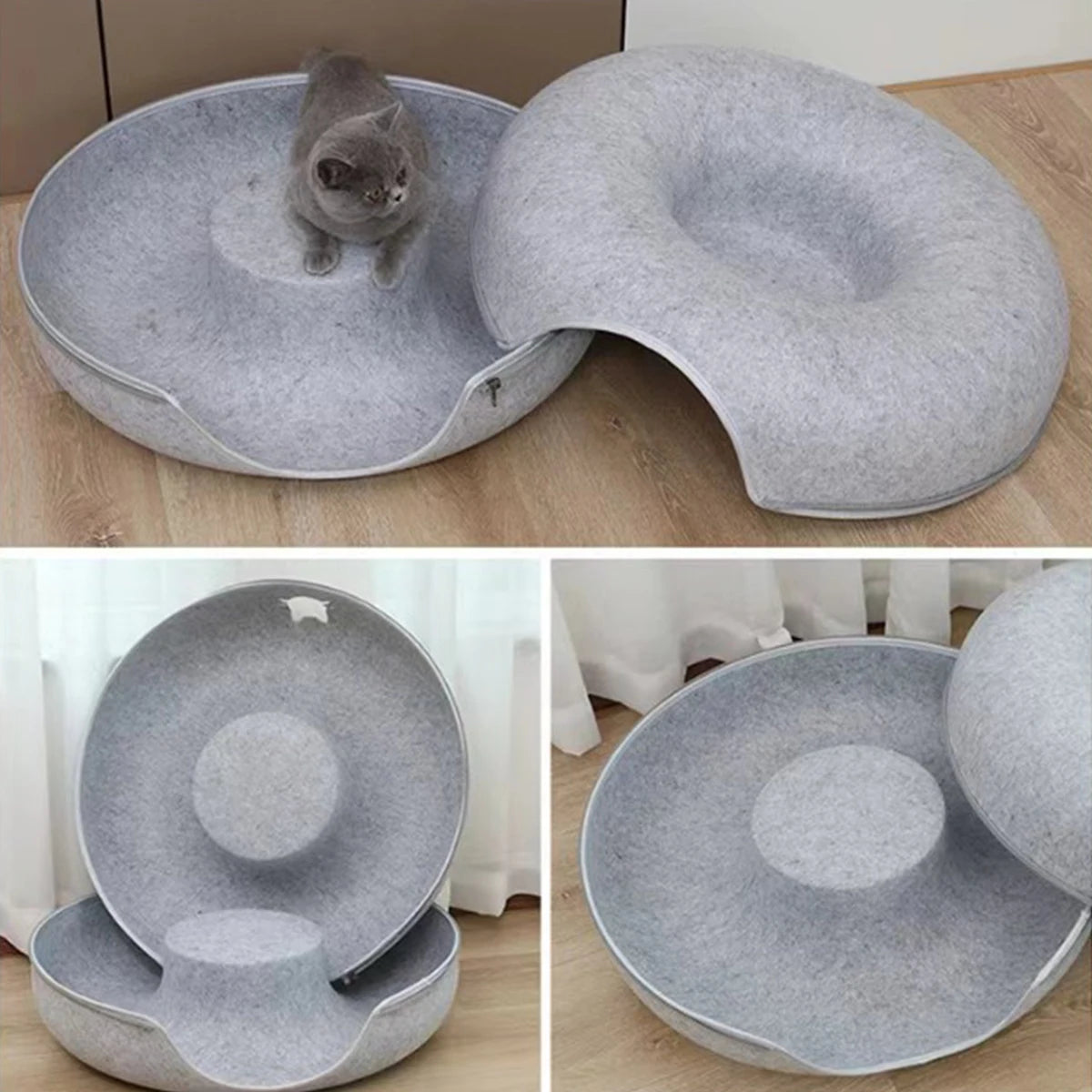 B-Tunnel Donut Cat Bed Interactive Tunnel Pet Felt Indoor Toys Cats House Kitten Training Toy Cat Kennel Cat Accessories