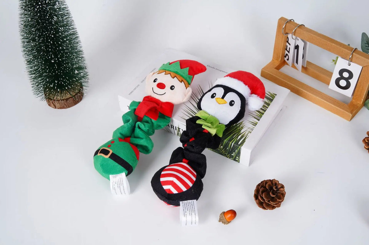 Christmas Elf Penguin Squeaky Dog Toy – Cute Animal Pet Toy, Foldable Xmas Gift for Small/Medium Dogs & Puppies