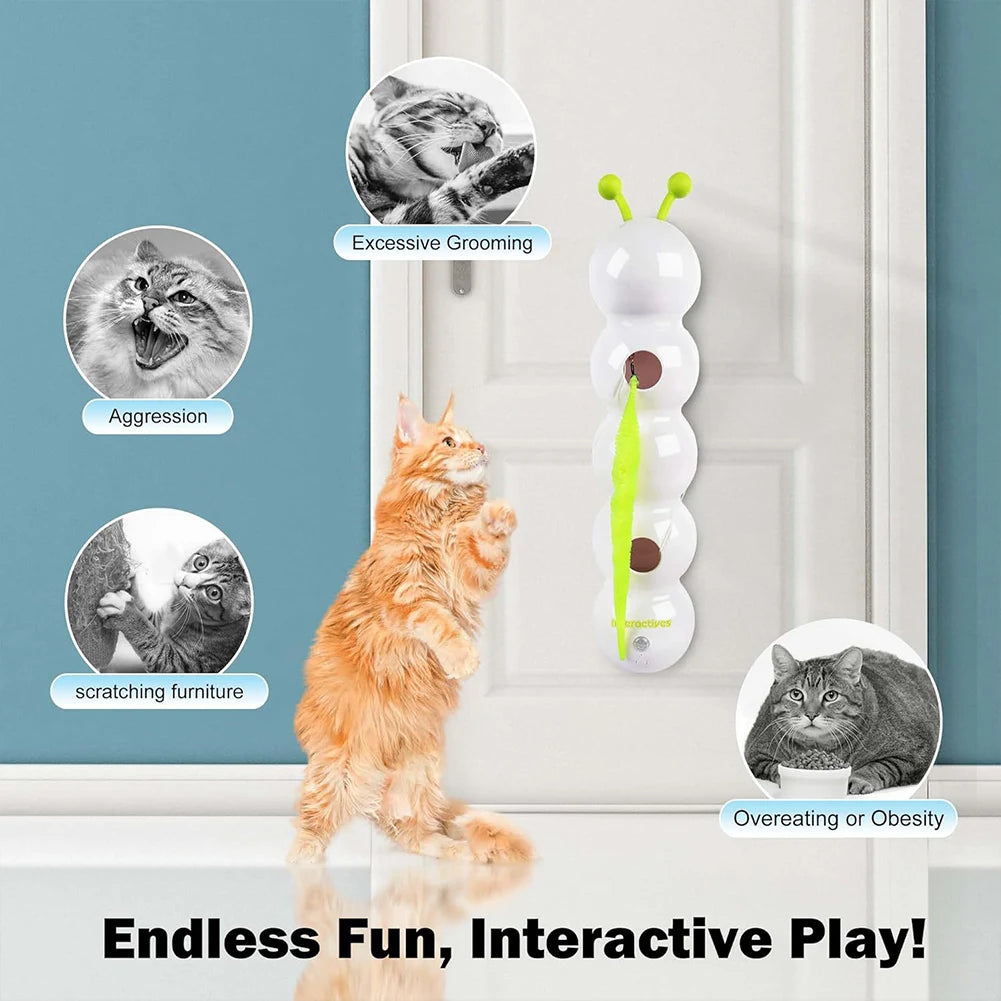 Smart Caterpillars Toy for Cat Interactive Caterpillars Cat Toy Cats Suction Cup Wiggles Worm Cat Toy with Tail for Indoor