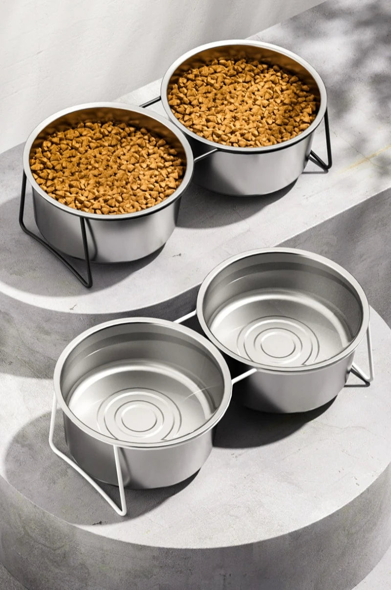 Large Stainless Steel Dog Slow Food Bowl with Thickened Stand Elevated  Pets Products Supplies Feeders Accessories Tip Proof