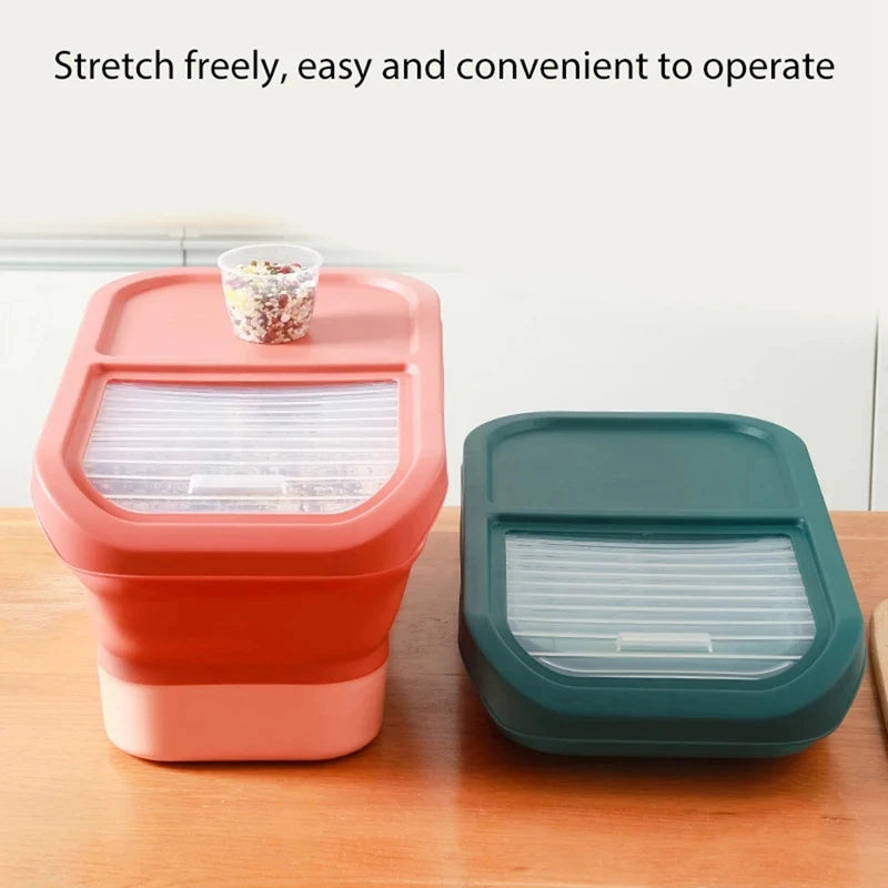 13/33LB Collapsible Cat Dog Food Storage Container, Airtight Sealing Dry Food Box with Lid for Kitchen Grain & Rice