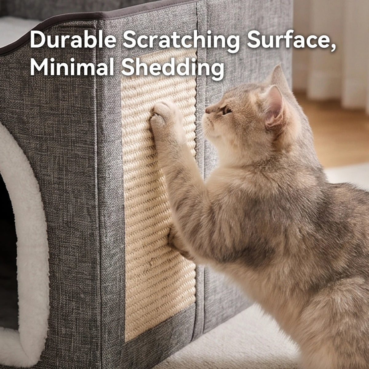 Simple 2-Layer Foldable Cat Bed, Cat Room, Kitten's Home, Indoor Cat Bed, Large Cat Cave With Fluffy Ball Toys And Cat Scratching Post, Kitten's Hidden Apartment, Pet Sofa.
