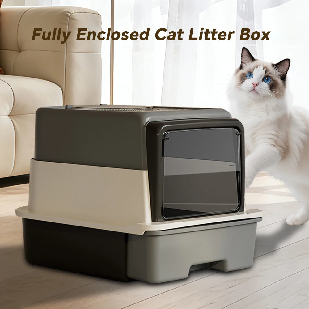Draw-Out Three-Piece Pet Cat Litter Box Fully Enclosed Splash-Proof Large Space Detachable Easy To Clean Cat Litter Box Pet Toilet