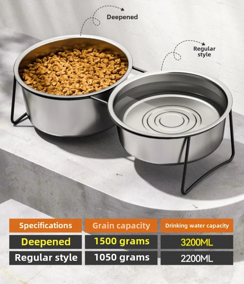 Large Stainless Steel Dog Slow Food Bowl with Thickened Stand Elevated  Pets Products Supplies Feeders Accessories Tip Proof