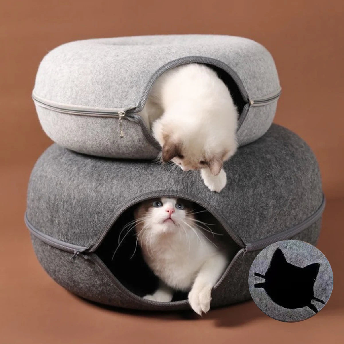 B-Tunnel Donut Cat Bed Interactive Tunnel Pet Felt Indoor Toys Cats House Kitten Training Toy Cat Kennel Cat Accessories