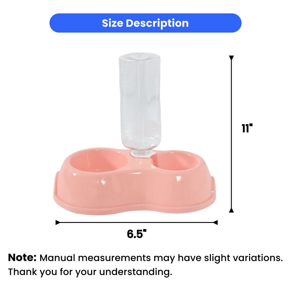 7PCS/Carton Automatic Pet Feeder and Water Dispenser 2-in-1 Dog Cat Food Bowl with Gravity Water Bottle Anti-Slip Easy Clean Feeding Bowl