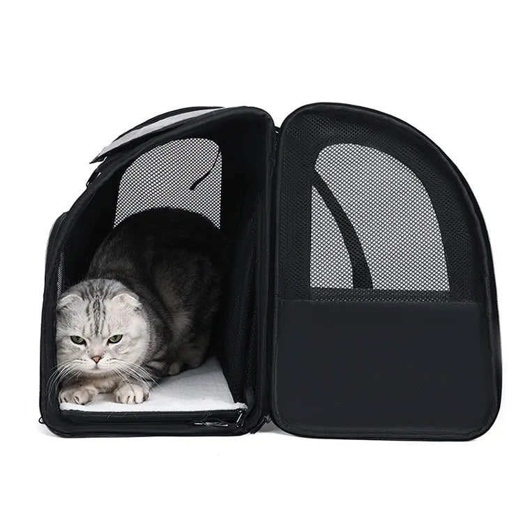 Expandable Pet Carrier Backpack, Breathable Large Capacity Travel Bag, Outdoor Hiking Backpack for Cats and Small Dogs