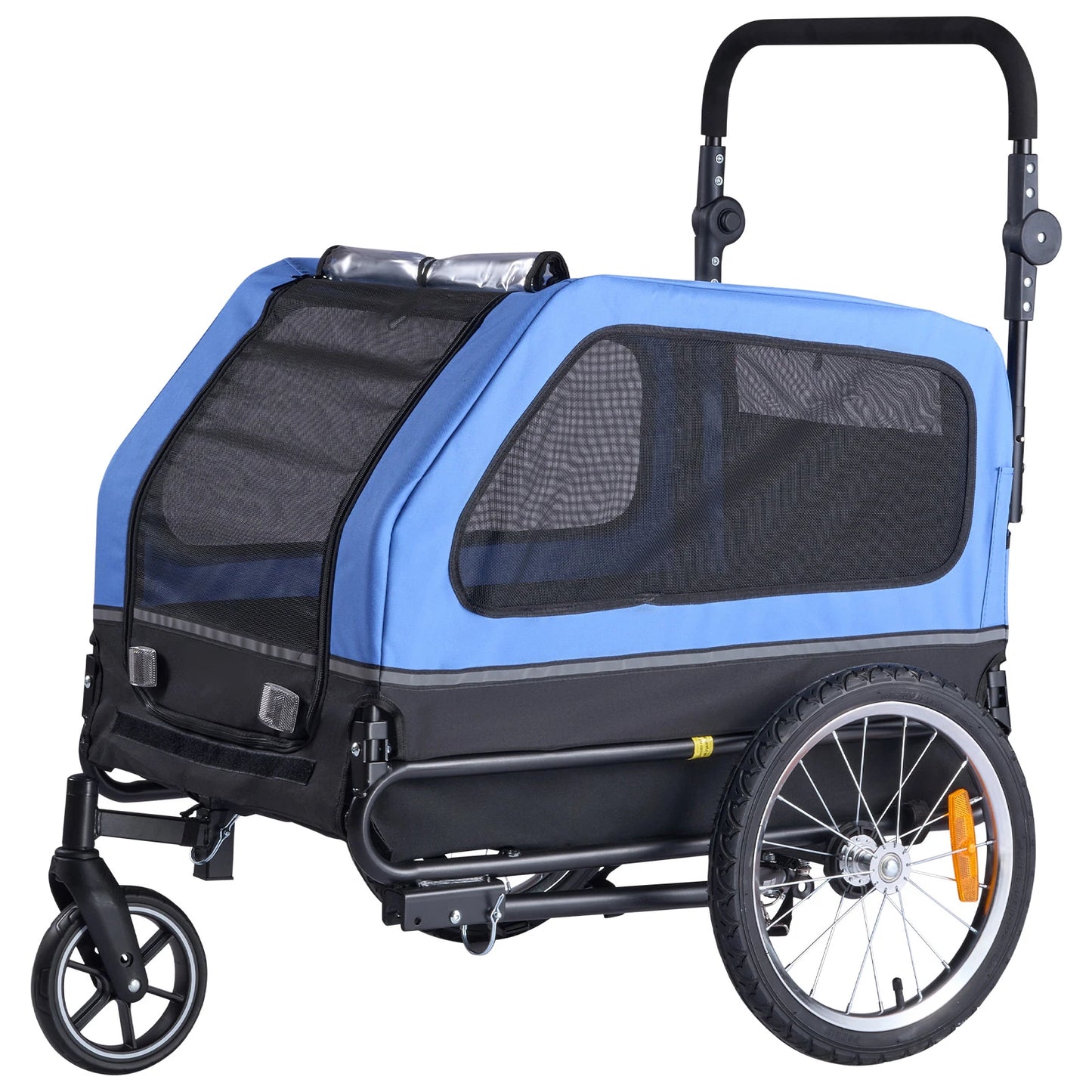 88 lbs Dog Bike Trailer 2-in-1 Pet Stroller Cart Bicycle Carrier with Wheel & Universal Coupler for Small & Large Dogs