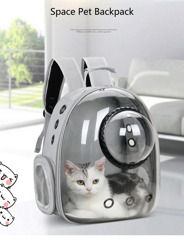 Pet Cat Carrying Bag Breathable Portable Pet Outdoor Travel Backpack Transparent Bag Carrier Pet Transport Space Capsule Bag