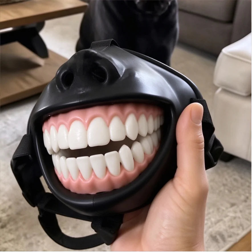 Halloween Funny Dog Muzzle with Smiling Teeth Novelty Party Prank Pet Costume Gift for Fans
