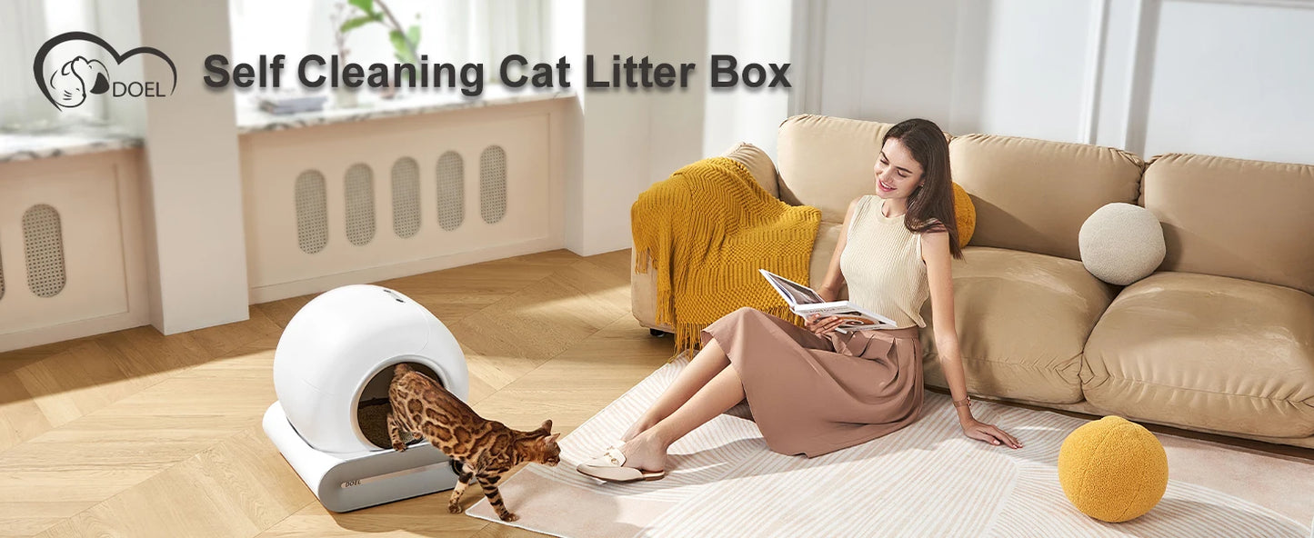 DOEL 2026 Upgrade Automatic Smart Litter Box, Self-Cleaning Cat Litter Box 65L Large Capacity, APP Control, 2.4G WiFi Only, Ion Odor Neutralization, Compatible with Clumping Litters, Ideal for Multi-Cat Homes