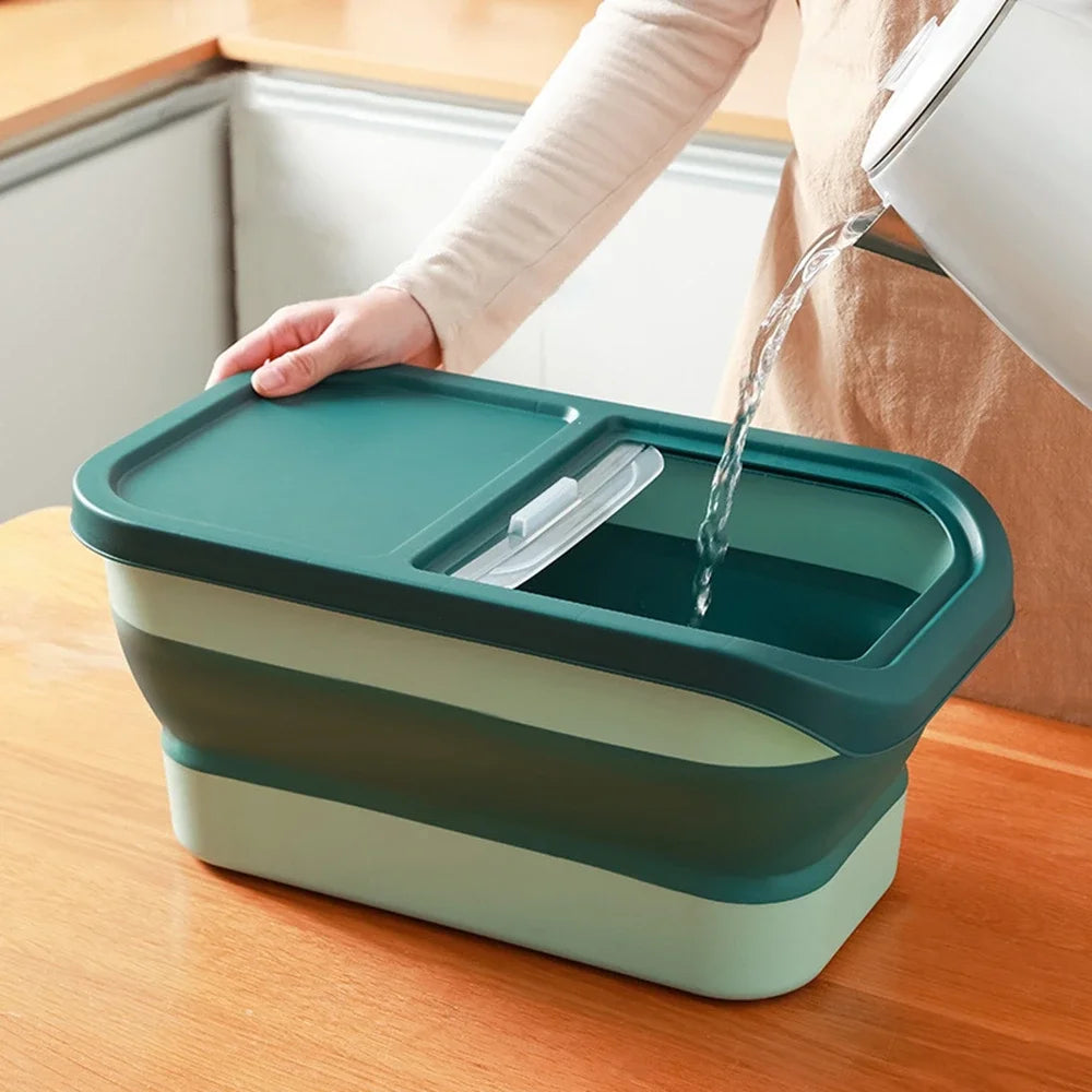 13/33LB Collapsible Cat Dog Food Storage Container, Airtight Sealing Dry Food Box with Lid for Kitchen Grain & Rice