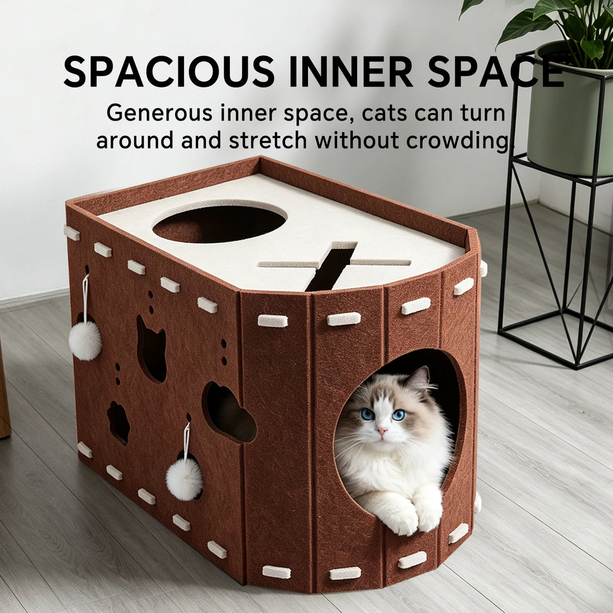 Cat Bed, A Safe And Fun Cat House With Creative Cat Toys. Made Of Felt, This Durable Scratching Toy Is Perfect For Multi-Cat Households As A Christmas Gift.