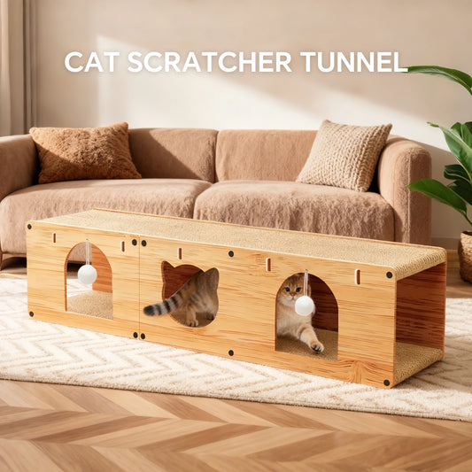 Large Solid Wood Cat Bed, Standing Cat Scratching Board, Cat Tunnel, Cat Toy. Indoor Cat Viewing Cat Hole. Cat Doughnut Cat Tunnel Bed. Medium-Large Size Cat Toy To Prevent Scratching. Christmas Pet Gift.
