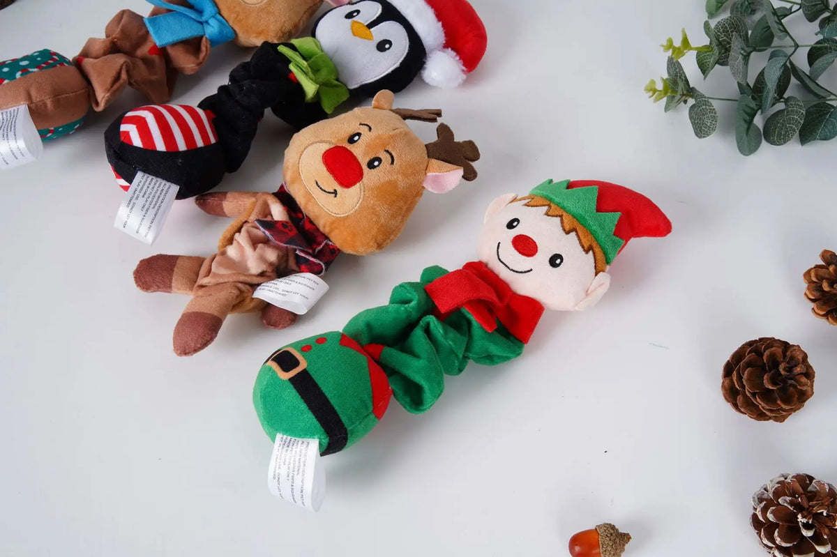 Christmas Elf Penguin Squeaky Dog Toy – Cute Animal Pet Toy, Foldable Xmas Gift for Small/Medium Dogs & Puppies