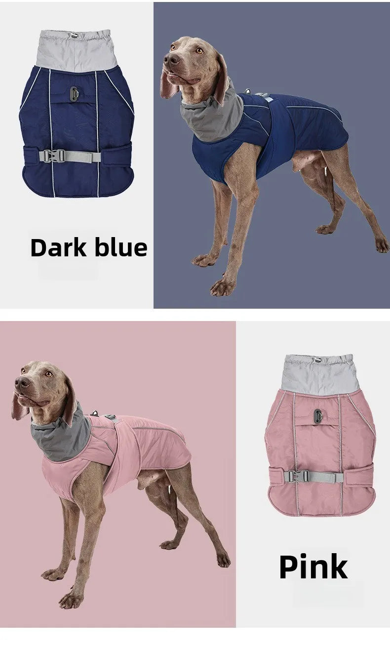 Winter Waterproof Dog Jacket with Reflective Strips, Thick Warm Coat for Pets, Adjustable with D-Ring, S-3XL