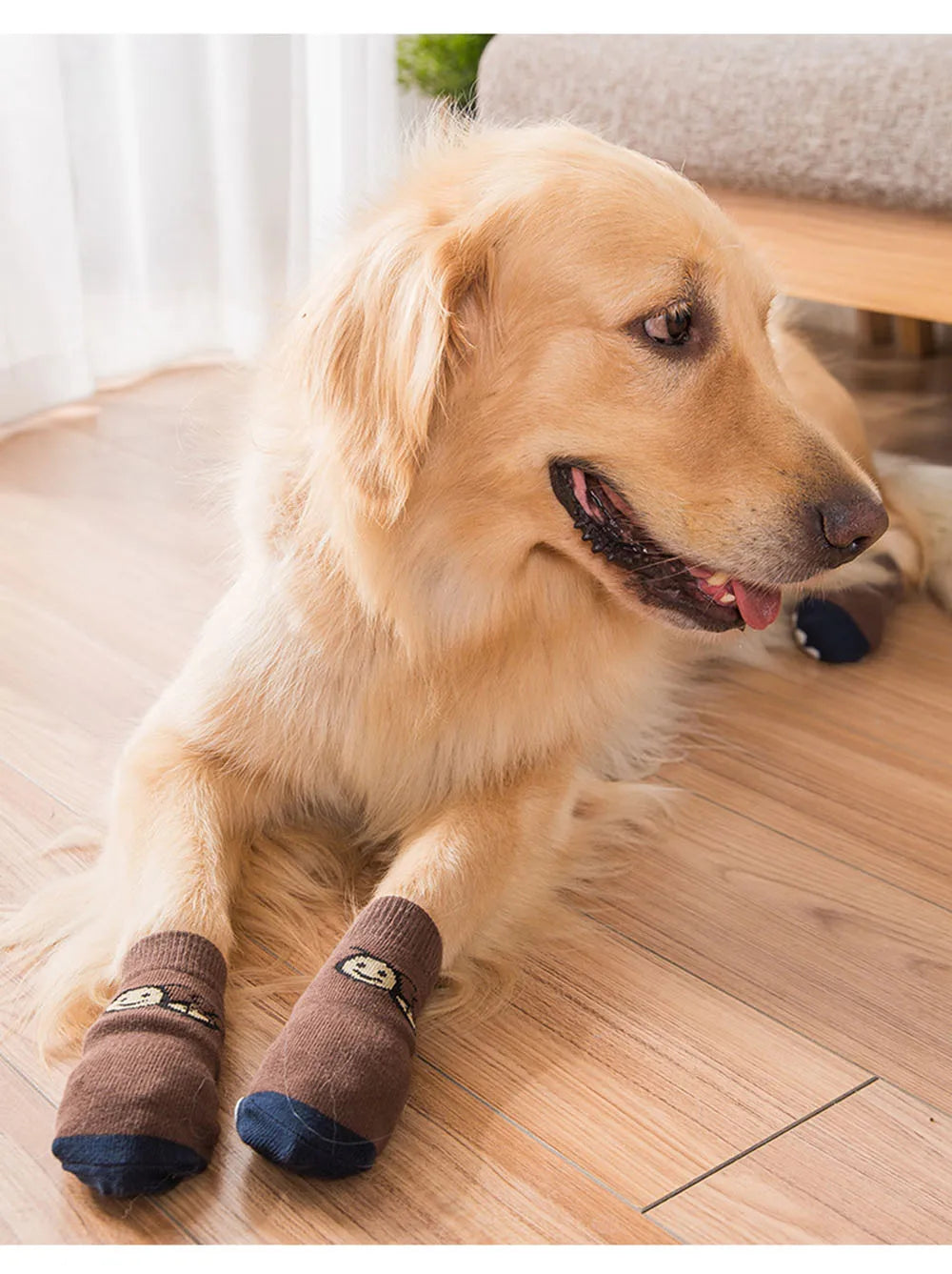 4pcs Dog Socks for Hardwood Floors to Prevent Licking Dog Boots Pet Dog Paw Protectors with Non-Slip Grips for Large Senior Dogs