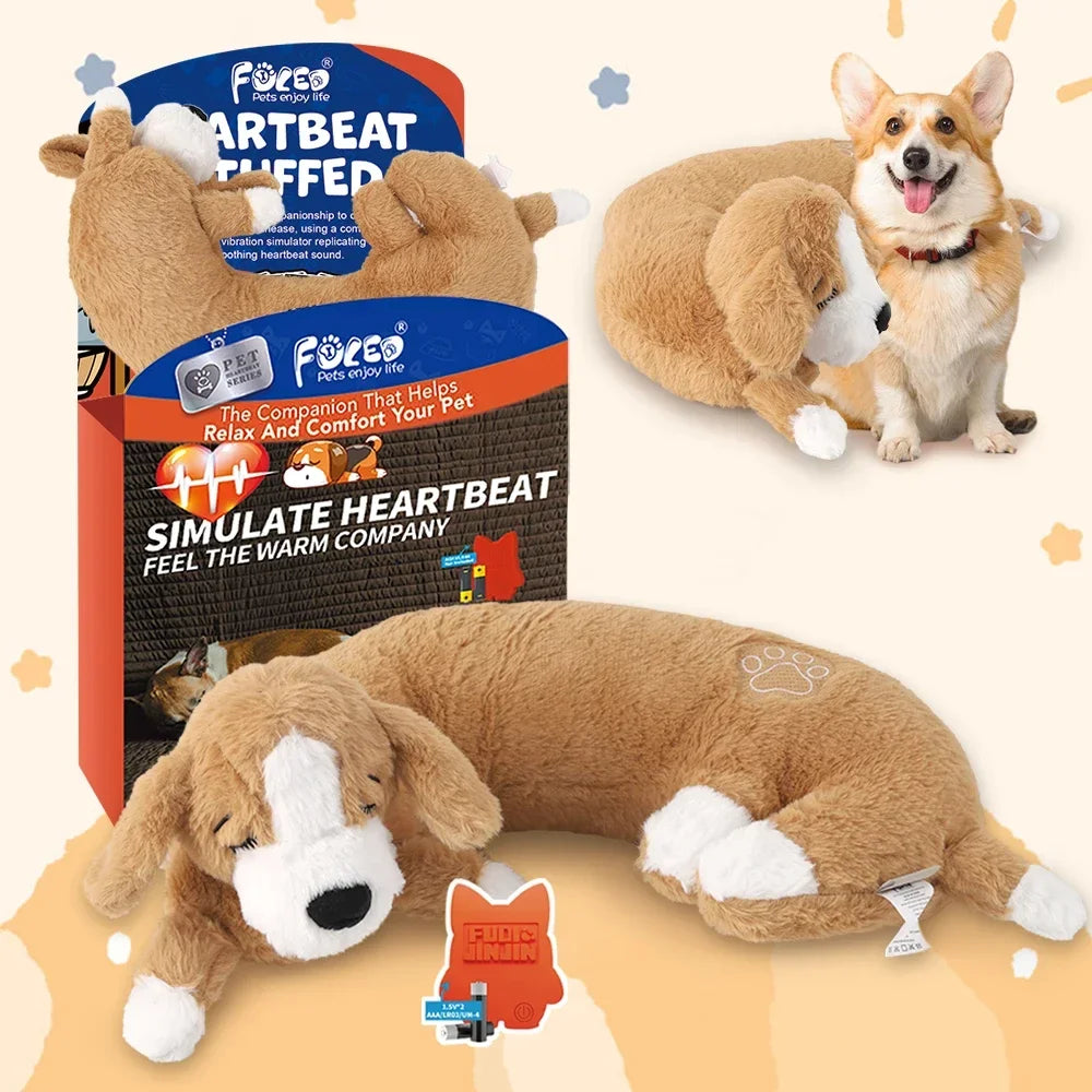 Curved Pillow Dog Heartbeat Toy for Comfort And Behavioral Training Heartbeat Stuffed Toy for Dogs And Cats