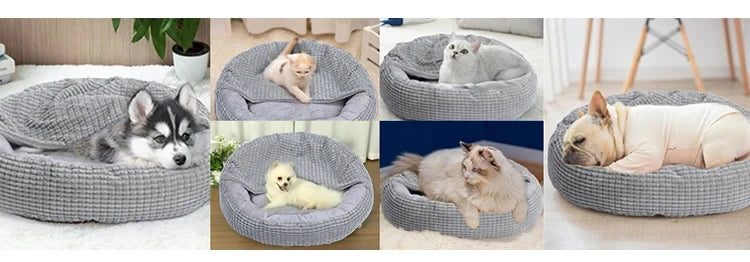 Round Pet Bed For Dog Cat Puppy House Warm Mat Winter Blankets Anti-Stress Orthopedic Fluffy Cat Dog Bed, Suitable For Winter