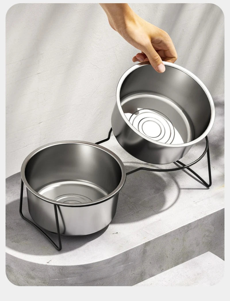 Large Stainless Steel Dog Slow Food Bowl with Thickened Stand Elevated  Pets Products Supplies Feeders Accessories Tip Proof