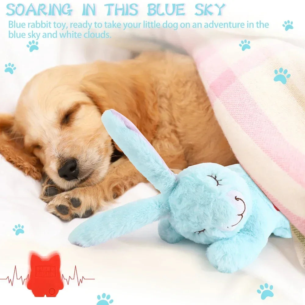 Bunny Plush Dog Heartbeat Toy Puppy Anxiety Relief Calming Sleep Aid Comfort Pillow for Crate Training Small Puppies