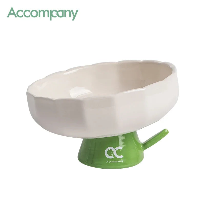 Daisy Elevated Ceramic Cat Bowl 2.0, Slanted Rim Raised Pet Dish, Glossy Glaze Food & Water Bowl for Indoor Cats