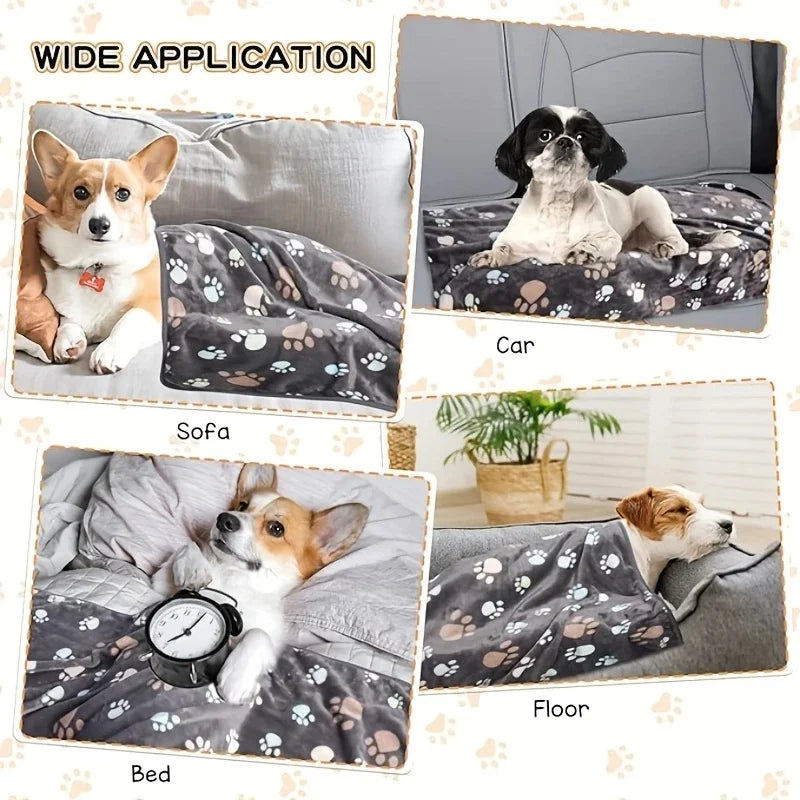3PCS Soft Flannel Fleece Cat Dog Blanket Bed Mats Paw Foot Print Warm Pet Blanket Sleeping Beds Cover Mat For Pets Supplies