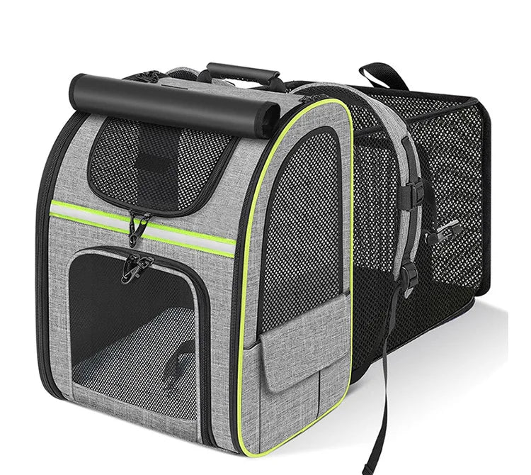 Expandable Pet Carrier Backpack, Breathable Large Capacity Travel Bag, Outdoor Hiking Backpack for Cats and Small Dogs