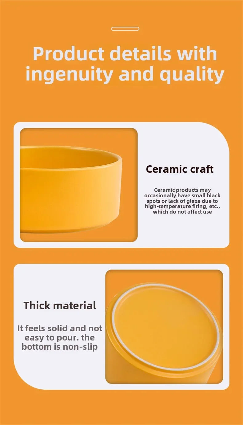 Ceramic Double Pet Bowl with Wood Stand - No Spill Food & Water Feeder for Dogs, Cats, Small & Large Pets