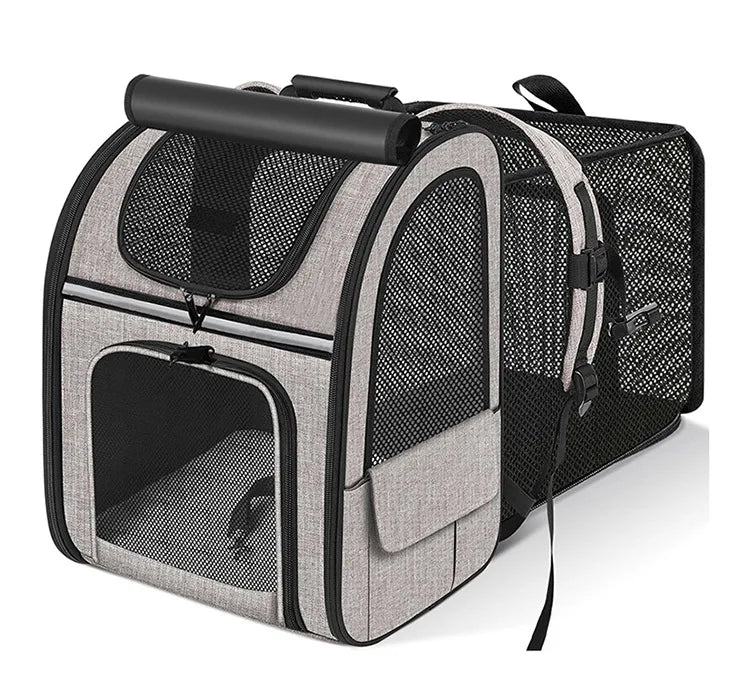 Expandable Pet Carrier Backpack, Breathable Large Capacity Travel Bag, Outdoor Hiking Backpack for Cats and Small Dogs