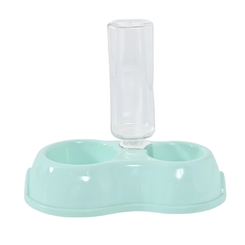 7PCS/Carton Automatic Pet Feeder and Water Dispenser 2-in-1 Dog Cat Food Bowl with Gravity Water Bottle Anti-Slip Easy Clean Feeding Bowl