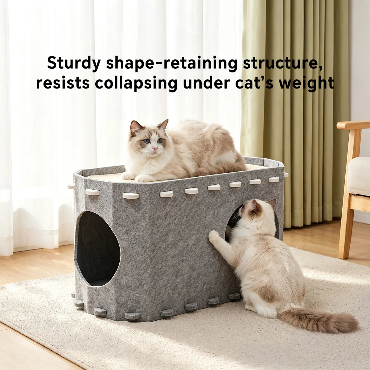 Felt Cat Bed Tunnel, Ventilated Semi-Enclosed Pet House, Detachable And Easy-To-Clean Cat Cave, Soft Thick Felt Sleeping Nest, Indoor Resting And Hiding Spot, Comfortable All-Season Pet Furniture For Home Decoration.